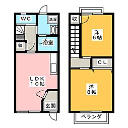 Garden Valley Ａ 2階2LDKの間取り