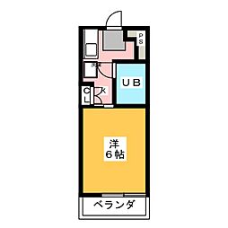 常盤レジデンス 1Kの間取図画像