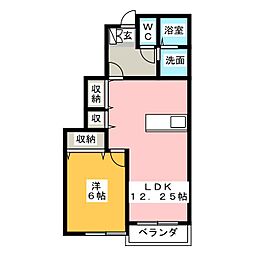 ヴェルデ・ルーチェA 1LDKの間取図画像
