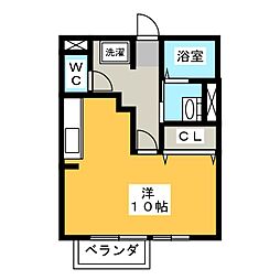 Ｃｏｕｒｔ　Ｒｏｍａｎ　（コートロマン） 2階ワンルームの間取り