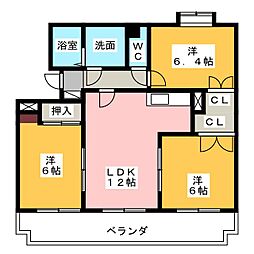 カーサ たもの木 4階3LDKの間取り
