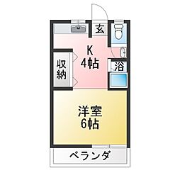岩渕松鶴荘 1Kの間取図画像
