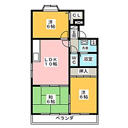 松月マンション 1階3LDKの間取り
