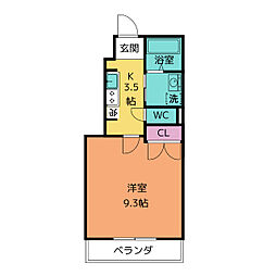 ウルバーノ 1階1Kの間取り