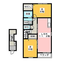 ル・サンティエＡ 2階2LDKの間取り