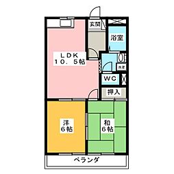 アメニティーメゾンB 2LDKの間取図画像