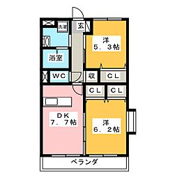 グレイスコート 2DKの間取図画像