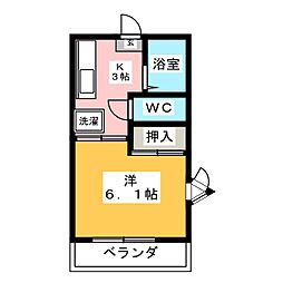 フォーヤングノムラ 1Kの間取図画像