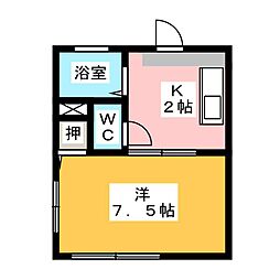 プルミエ・ラムール 1Kの間取図画像