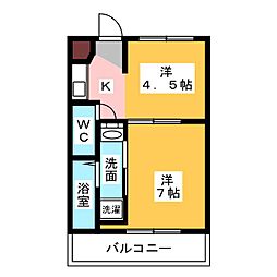 ビレッジハウス小俣2号棟 2Kの間取図画像