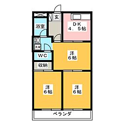 アメニティーメゾンA 3DKの間取図画像