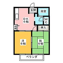 カーサA 2DKの間取図画像