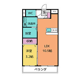 伊勢市岡本3丁目マンション 1LDKの間取図画像