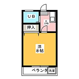 クレセールユタ 1Kの間取図画像