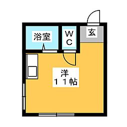 コーポ沙理 ワンルームの間取図画像