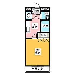 サニーヒルズ 1Kの間取図画像