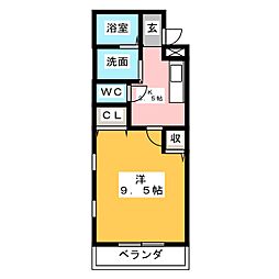 コラル・リーフ21 1Kの間取図画像