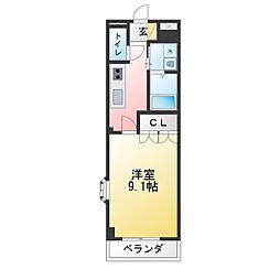 M・メゾン 1Kの間取図画像