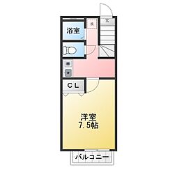 ホワイトリバー101 1Kの間取図画像