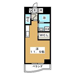 フラワーパーク ワンルームの間取図画像