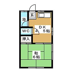 橋本アパートC 1DKの間取図画像