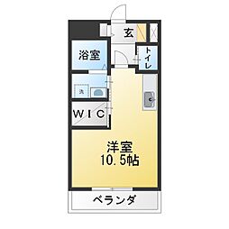 フラワーパーク ワンルームの間取図画像