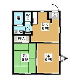 ハイマート栄A 2DKの間取図画像
