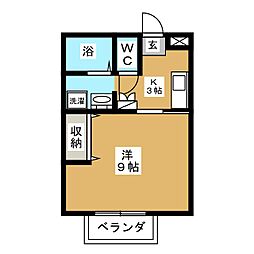 サンシャインベル 1Kの間取図画像