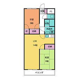 ファミリータウンむらた 2階2LDKの間取り