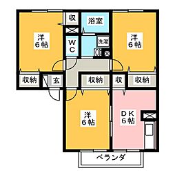 Ｃａｒｔｉｅｒ 2階3DKの間取り