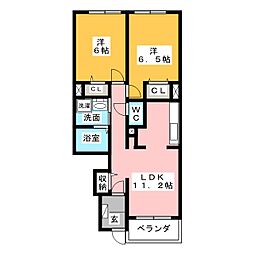 ヴェル　スクエアＡ 1階2LDKの間取り