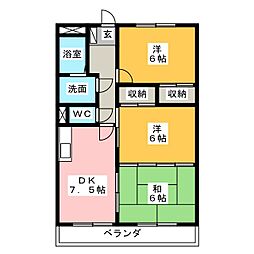 ラフィネ・ドミール 3階3DKの間取り