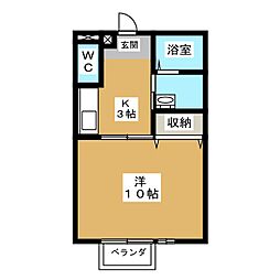 プレイズ　Ｂ 1階1Kの間取り
