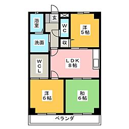 レジデンス善 3階3LDKの間取り