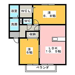 ｆｉｎｄ　ｂｉｒｄｉｅ　Ｄ 2階2LDKの間取り