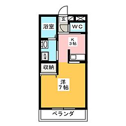 リジエール21 1階1Kの間取り