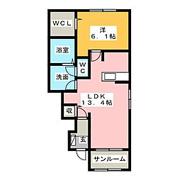 コーパルＡ 1階1LDKの間取り