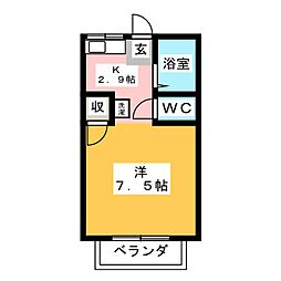 サンハイム大津 2階1Kの間取り