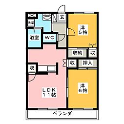 メゾンファン 2LDKの間取図画像