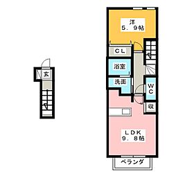 バーミィKB 1LDKの間取図画像