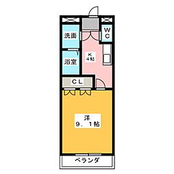 パルティール 1Kの間取図画像