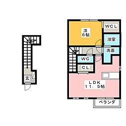 プリムローズ 1LDKの間取図画像