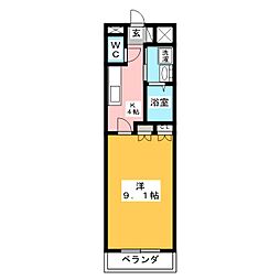 アルカディア 1Kの間取図画像