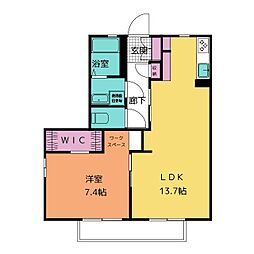 VANアベニューA 1LDKの間取図画像