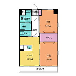 アンジュー5 2DKの間取図画像