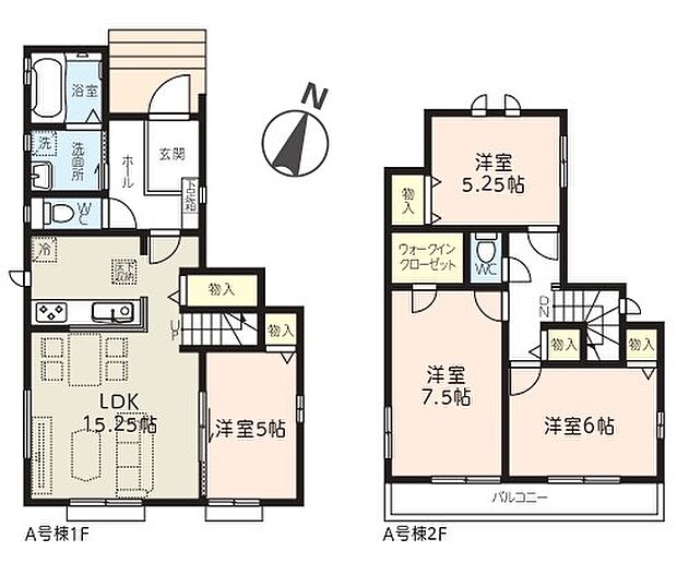 対面式キッチン・リビング階段を設けた、家族の交流が増える間取りプラン