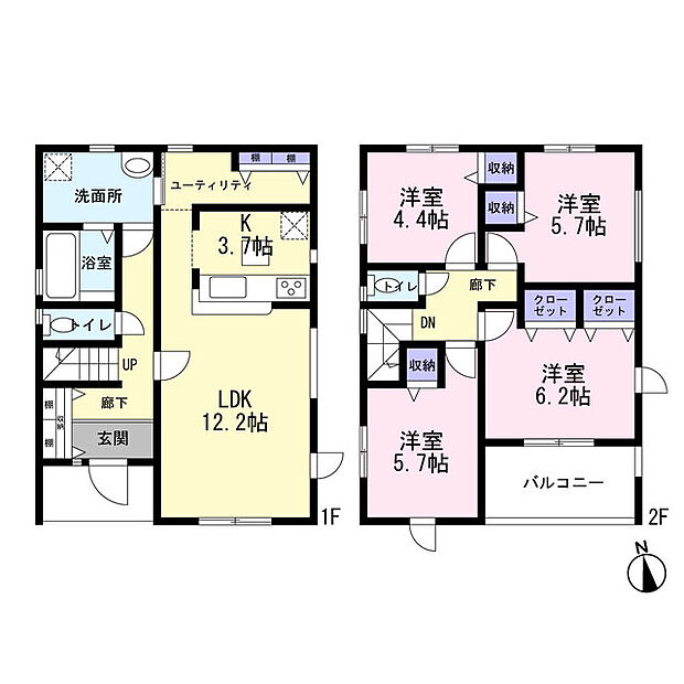 各居室収納スペース付きの4LDK