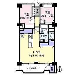 習志野台マンション 2LDKの間取図画像