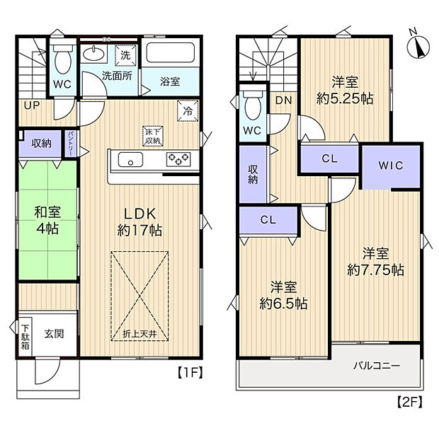 主寝室7.75帖に大型WICを配したゆとりあるプランニングの住まい