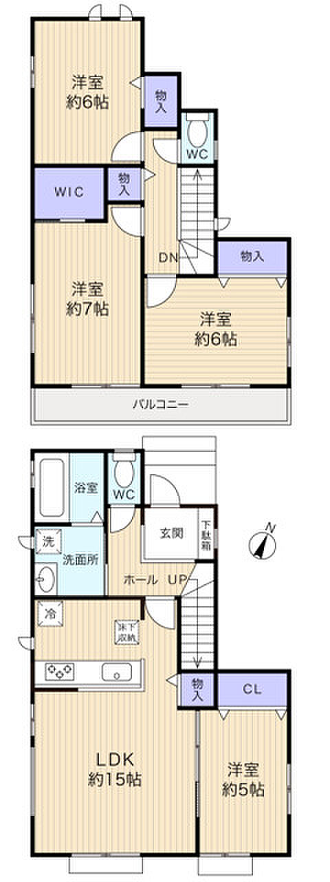 2面採光で室内は明るい陽射しが差し込みます
